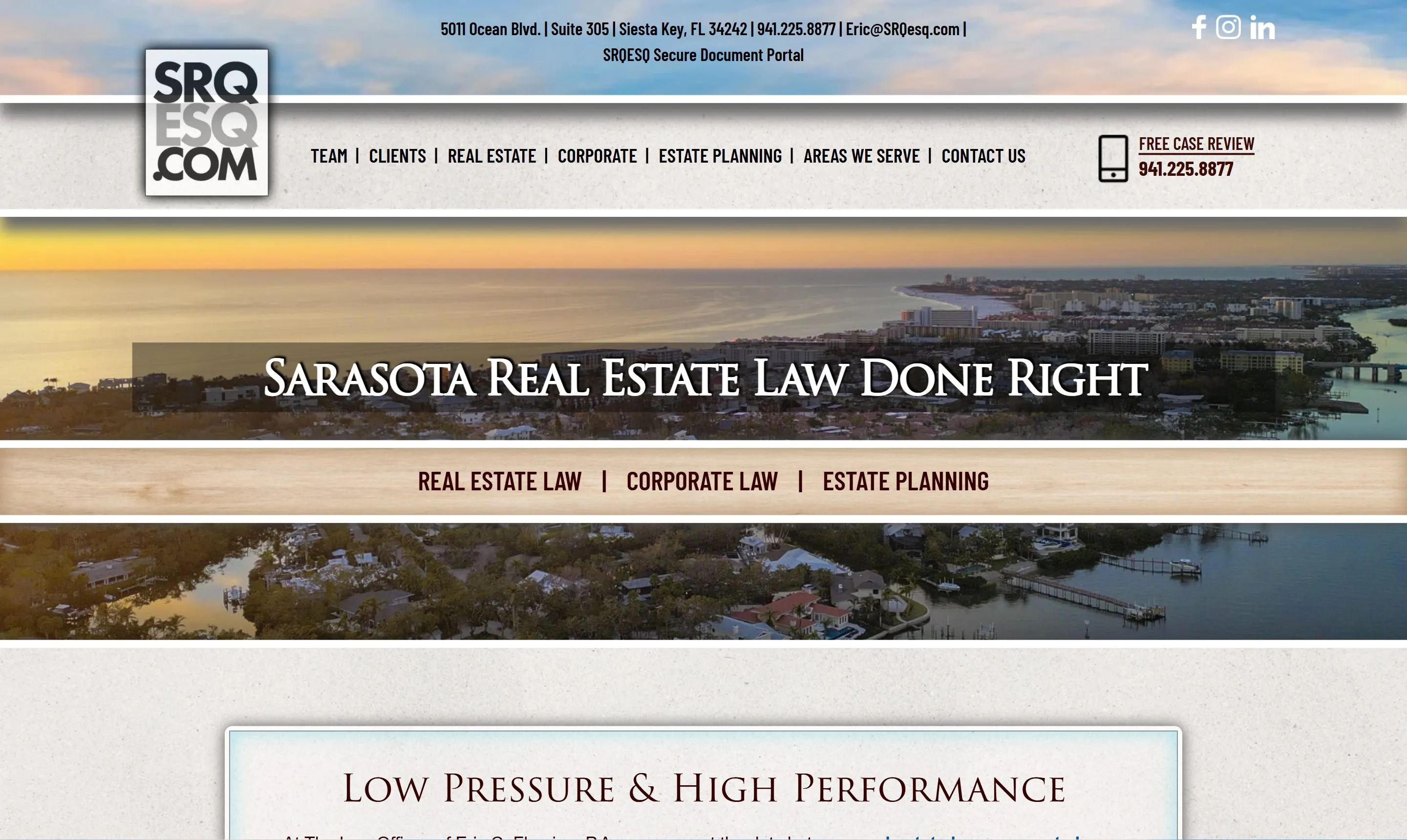 SRQ ESQ (Eric C. Fleming, P.A.) website homepage — SRQesq.com
